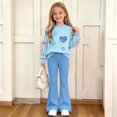 thumbnail image 5 of Mooqilaa Girls Outfit Sets, 2 Piece Long Sleeve Spring Fashion Girls Fall Clothing Sets Light Blue Size 7-8 T, 5 of 6