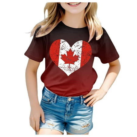 

MQLKF Girls Short Sleeve Tee Summer Crewneck T Shirt Casual Fit Basic Shirts Soft Casual Beautiful Girls Tee