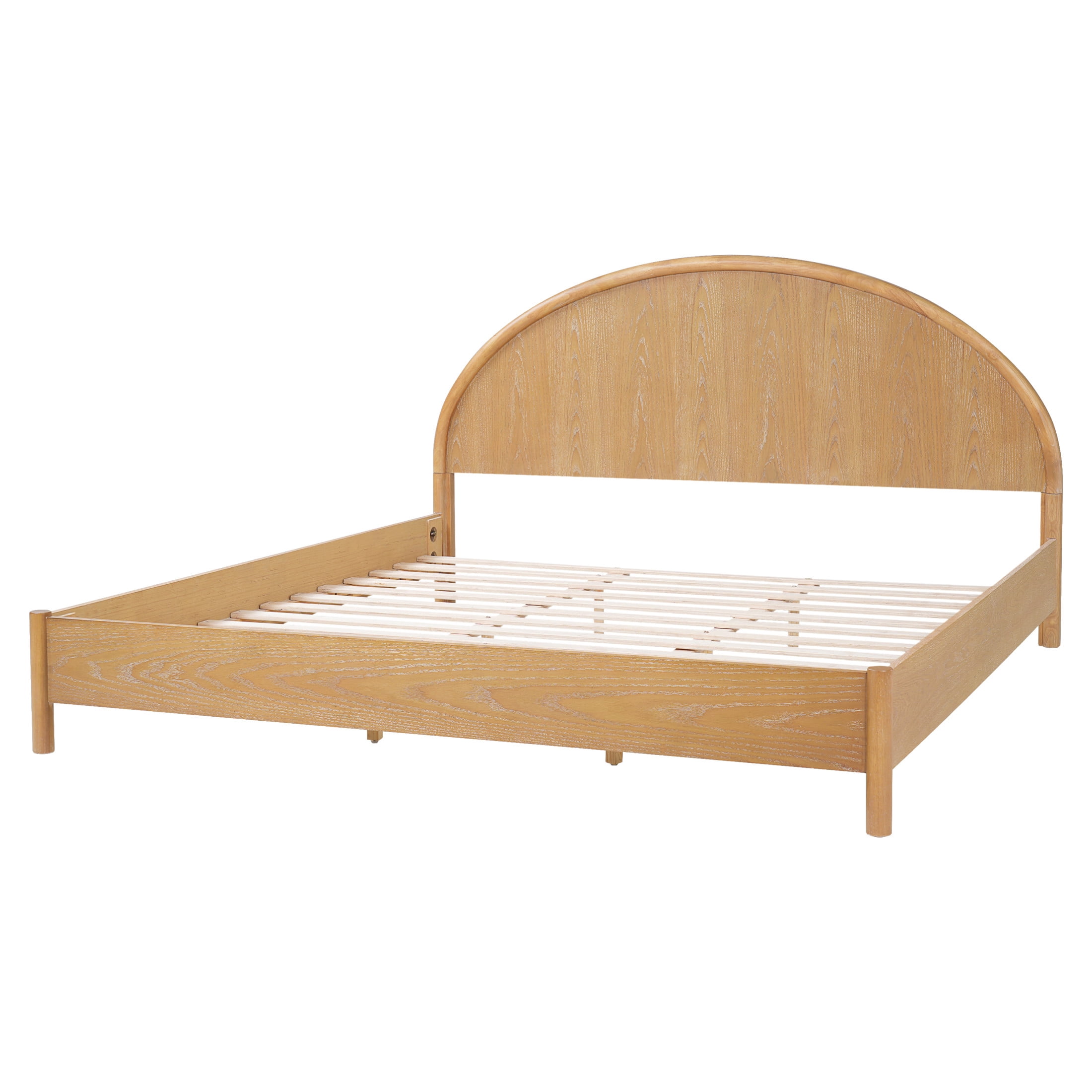 Christopher Knight Home King Platform Bed Frame with Arched Headboard, Rubberwood, Natural