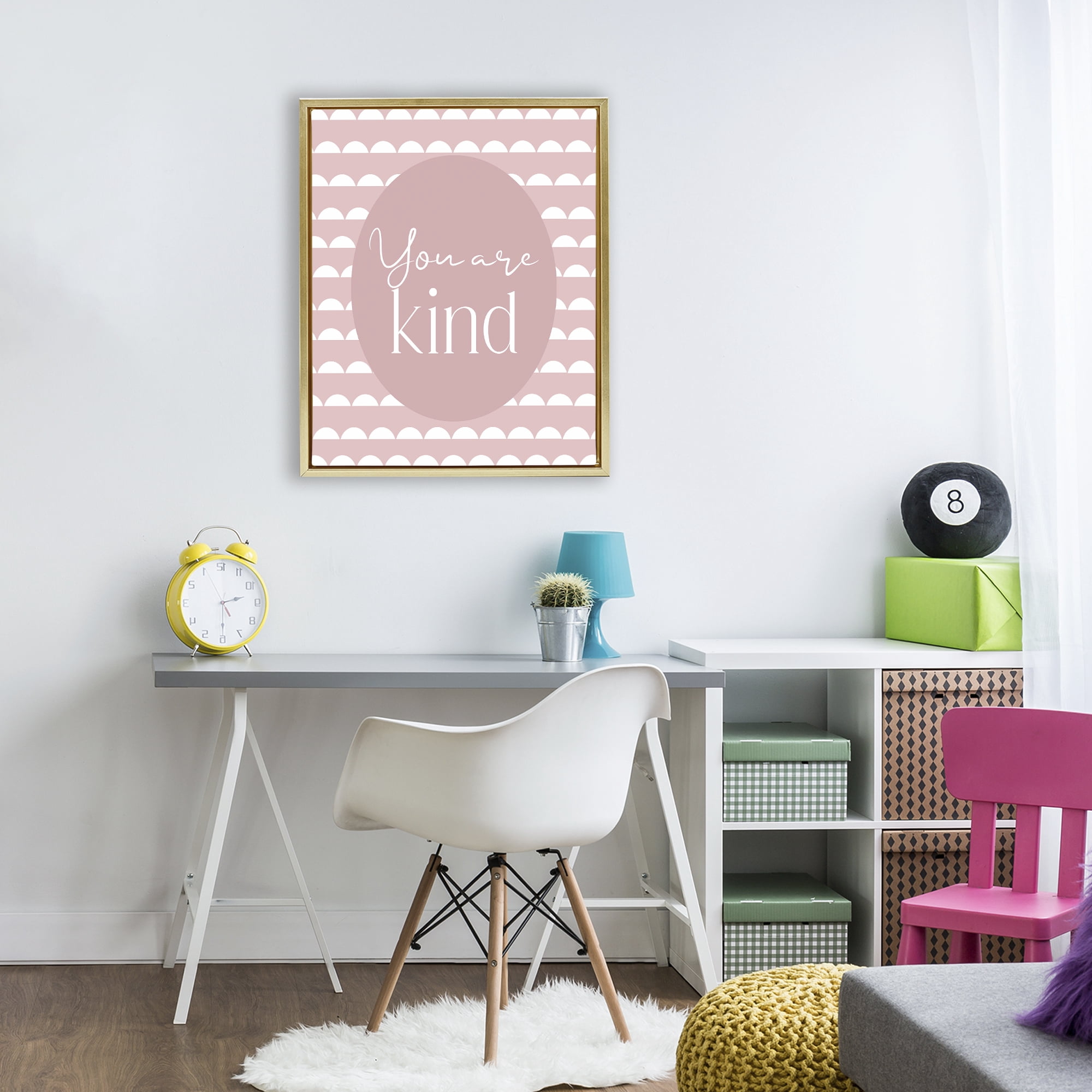 Stupell Industries You Are Kind Blush Pink Gold Framed Floater Canvas Wall Art, design by Christine Simpson Art
