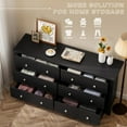 thumbnail image 2 of Lumihaven Rustic Modern Chest of 6 Drawers,Extra Wide Double Dresser for Master Bedroom or Nursery Storage,Black, 2 of 7