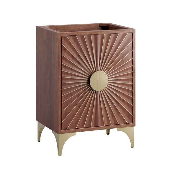 Modway Daylight 24" Solid Mango Wood Bathroom Vanity Cabinet in Walnut