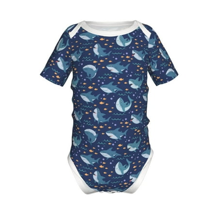 

Gaeub Cartoon Sharks2 Print Infant Climbing Onesie Toddler Outfit Newborn Baby Bodysuit Baby Boy Girl Clothes -18 Months