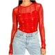 thumbnail image 2 of RKSTN Women's Sparkly Sequin Mesh Long Sleeve Tops Oversized Crewneck Elegant Shiny Penetrating T Shirts Womens Casual Plus Size Round Neck Loose Fits Comfy Tee Prom Party Gathering Elastic Blouses, 2 of 8