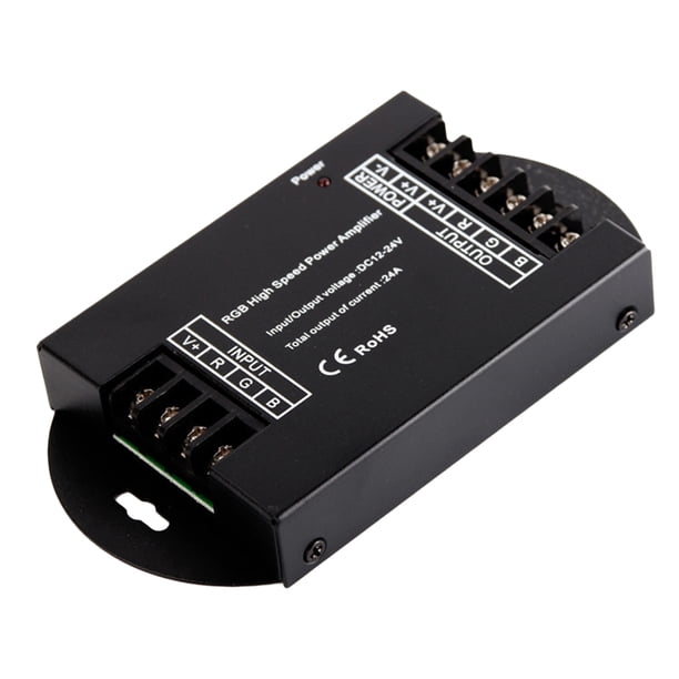 Bewildely Amplificador RGB de velocidad rápida, repetidor de potencia de tira de luz portátil para Hotel en casa, controlador programable de Electrodomésticos