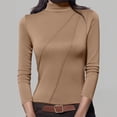 thumbnail image 2 of Women's Tops Close Fitting Solid Color Round Neck Stand Up Collar Top Base Shirt T-shirt With Velvet Base Long Sleeved Round Neck Top/shirt, 2 of 7