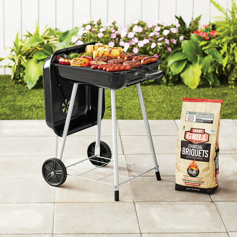 Basics 317 Square Inch Charcoal Grill, Black, 36.4 x 20.5 x 40.1 in