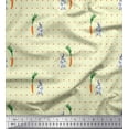 thumbnail image 1 of Soimoi Rayon Crepe Fabric Carrot & Rabbit Dots Print Sewing Fabric Yard 46 Inch Wide, 1 of 5