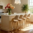 thumbnail image 6 of Guyou 26" Swivel Counter Stools Set of 2, Modern Barrel Chenille Kitchen Island Stools, Farmhouse Solid Wood Counter Height Barstools, Bar Height Island Chairs with Back and Wood Frame, Beige, 6 of 11