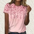 thumbnail image 2 of ZQGJB Floral Tops for Women Vintage Printed Summer Short Sleeve Round Neck Graphic T-Shirts Trendy Relaxed Fit Cotton Pullover Blouse Pink M, 2 of 4