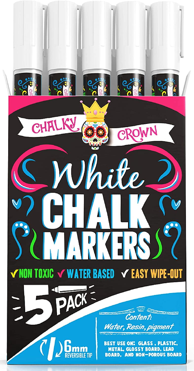 Chalk Pens BASIC Colors Chalk Markers 6mm Bullet Tip Dry Wipe Erase white 