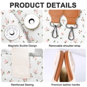 Gocvo Canvas Tote Bags for Women, Large Multi-Pocket Shoulder Handbag, Crossbody Messenger Bag, Pink Flower
