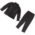 thumbnail image 4 of Traje de negocios de color puro para mujer, pantalones ajustados, cómodos, transpirables, de color liso, conjunto de traje de trabajo de oficina, negro, XL, 4 of 15