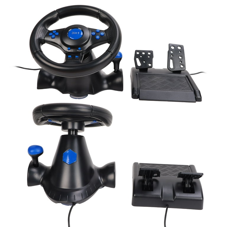 Racing Wheel, PC Gaming Racing Wheel 180 Degree Rotation 3 In 1  Multifunctional For PC