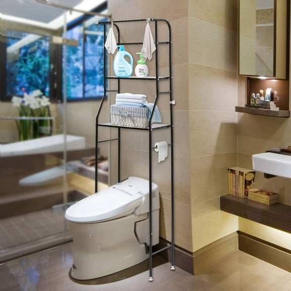 Â Wuzstar 4-Tier Over The Toilet Storage Rack Bathroom Organizer Shelf Space Saver, Black