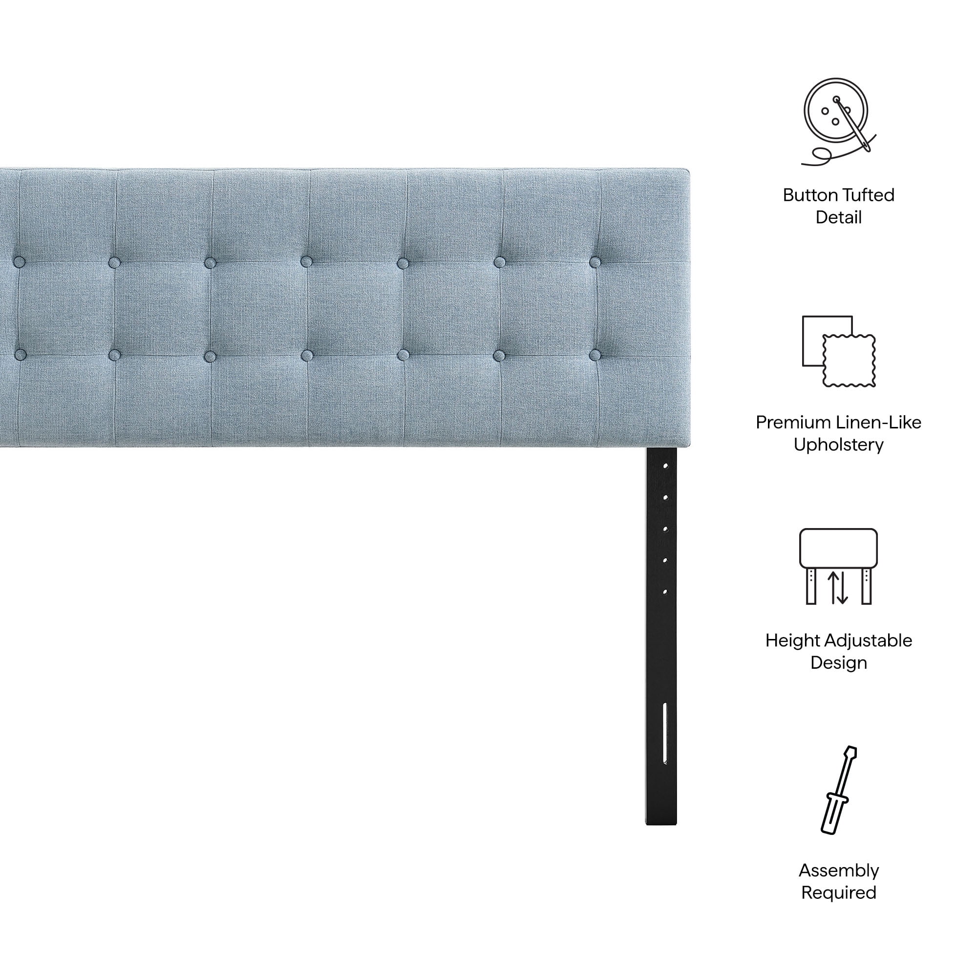 Emily Fabric Upholstered Full Size Headboard in Sky Blue