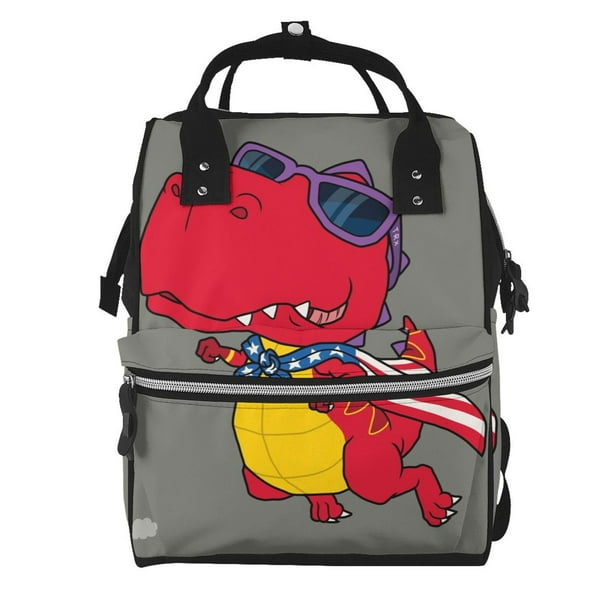 Fotbe Dinosaur Super Hero Cartoon Mochila Maternidad - Lona de Sarga Impermeable, Mochila de Pañales de Gran Capacidad con Múltiples Bolsillos y Correas Ajustables
