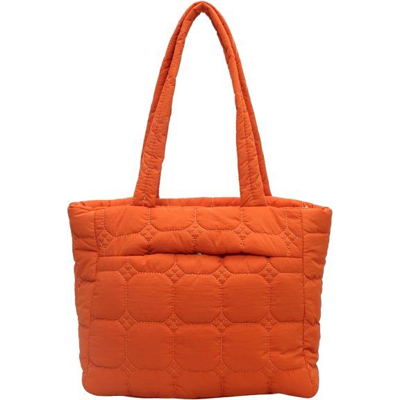 LinYooLi Quilted Tote Bag Soft Trendy Puffer Tote Bag for Women Light Winter Designer Shoulder Handbags with front pocket