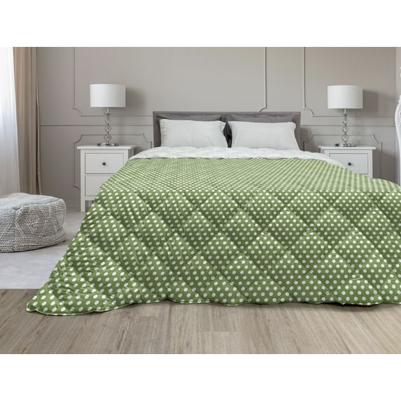 Love Down Alternative Comforter, Girls Room Inspired Image of Cartoon Hearts Romantic Love Design, Microfiber Quilt for All Season, 5 Sizes, Mint Green Pale Pink, by Ambesonne