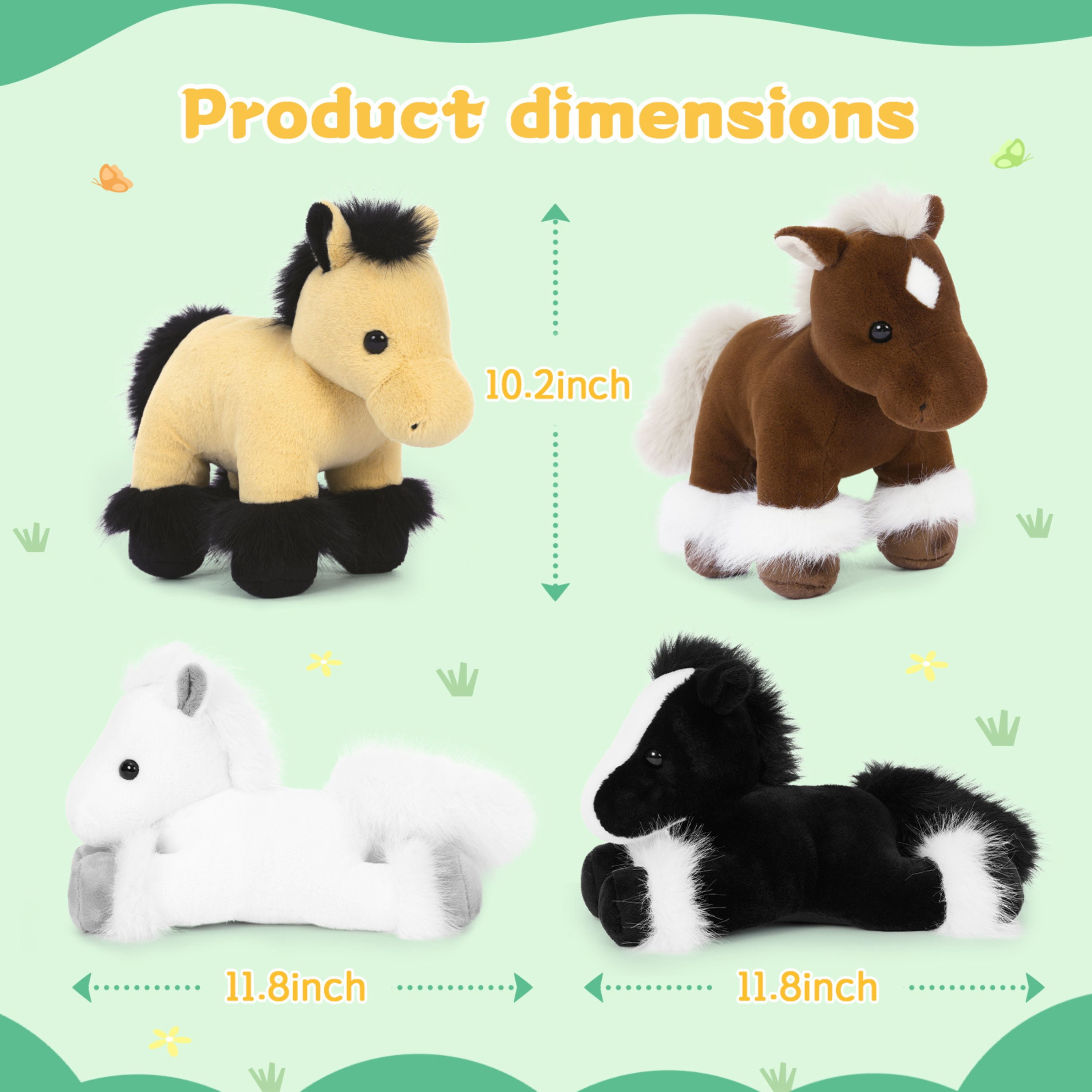 Tezituor 4Pcs Horse Stuffed Animal Bulk Stuffed Animal Horse Plush Toy
