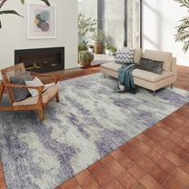 Addison Rugs Indoor/ Outdoor Accord Modern Waves Washable Rug New 8' x 10' - Purple Mauve Silver