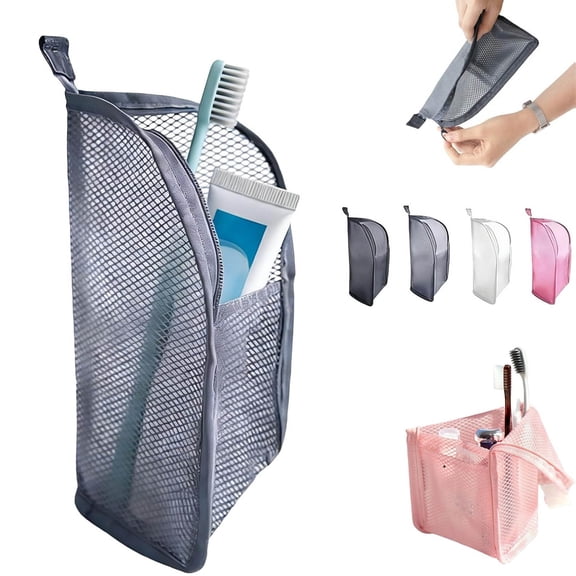 Standing Toiletry Bag,Portable Lightweight Travel Toiletry Bag Standing Toiletry Bag,EVA Mesh Cosmetic Waterproof Bag,Multi-Scenario Usage,for Travel, Toothbrush, Toothpaste(Gray)