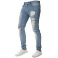 thumbnail image 4 of Men Slim Biker Zipper Denim Jeans Skinny Frayed Pants Distressed Rip Troursers, 4 of 6