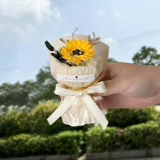 Decoraciones para el día de San Valentín, mini ramo de bolsillo, rosas, girasoles, flores eternas, simulación de flores, caja de regalo, regalo de cumpleaños, decoración, réplicas en miniatura.