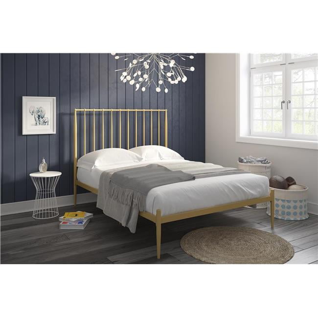 Gold Metal Bed Frame Modern Queen Size Stylish Headboard Vintage Gold Metal Bed Frame Modern Queen Size Stylish Headboard Vintage Sy New