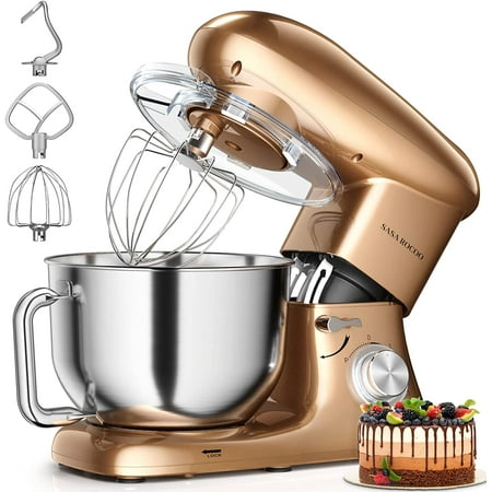 

WUGUFD Stand Mixer 7.5QT 660W 6+P Speed Tilt-Head Food Mixer Kitchen Electric Mixer with Stainless Steel Bowl Whisk Dough Hook and Beater (white)