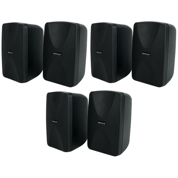6) Rockville WET-40B 4" 70V Commercial Indoor/Outdoor Wall Speakers Black Swivel