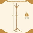thumbnail image 3 of Costway Solid Rubber Wood Coat Rack with 3 Adjustable Heights and 11 Hooks for Hallway Natural, 3 of 10