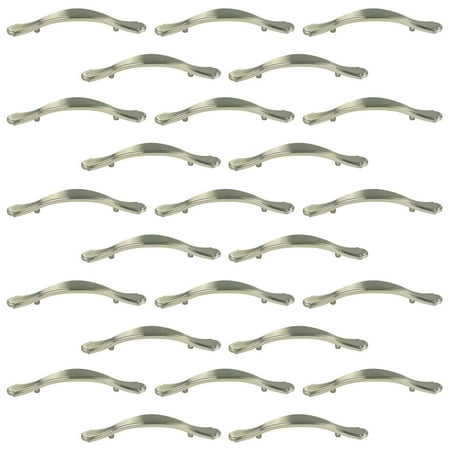25 Pack Of Brushed Satin Nickel Cabinet Hardware Curved Pull Door