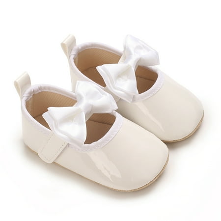 Awevudst Baby Girl Flats Shoes Infant Bow Walker Crib Shoes for Party