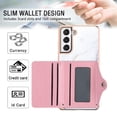 thumbnail image 4 of For Samsung Galaxy S22 Marble Patterned Case with Card Holder, Back Folio Kickstand PU Leather + Soft Crystal Bumper Edge, Magnetic Clasp Back Cover For Samsung Galaxy S22,Lightpurple, 4 of 5