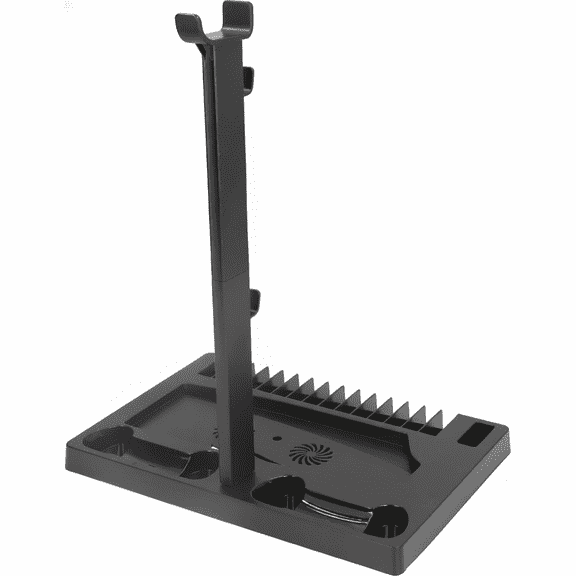 Koramzi PS5 Multifunctional Vertical Cooling Stationg Stand with Dual Controller Charger Cooling, Headphone Stand and Storage Tray, Black