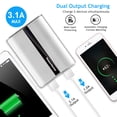 thumbnail image 5 of 12000mAh Portable Charger with Dual USB Ports TeqHome 3.1A Output Power Bank for Smartphonr Small Fan Silver, 5 of 9