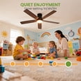 thumbnail image 4 of 52 Inch Low Profile Ceiling Fan with Light and Remote, Quiet DC Motor 3 Color Dimmable LED, Reversible Blades Flush Mount for Bedroom Living Room, Walnut Matte Black, 4 of 7