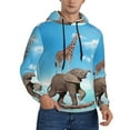thumbnail image 2 of Kdxio Elephant Giraffe Print Mens Casual Hooded Collar Drawstring Hoodies Pullover Sweatshirts Casual Long Sleeve Shirts-3X-Large, 2 of 7