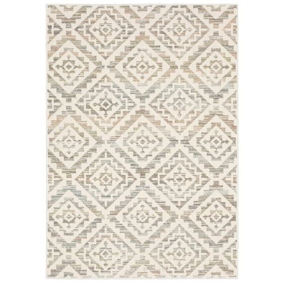 Moretti Bartak Area Rug 288Q1 Casual Ivory Overlaid Diagonals 6' 7" x 9' 6" Rectangle