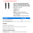 thumbnail image 2 of Rear Strut and Coil Spring Assembly - Set of 2 - Compatible with 2008 - 2010 Mitsubishi Lancer (Excludes GTS Model) 2009, 2 of 2