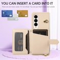 thumbnail image 5 of Phone Case for Samsung Galaxy Z Fold 3 5G 2021 Wallet Cell Cover with Slim Ring Stand Credit Card Holder Slot ZFold3 Z3 Fold3 3Z ZFold35G Girl Women Men Beige, 5 of 13