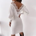thumbnail image 1 of FcBaudy Robe à Manches Longues Col en V, Robes d'Été pour Femmes, Robes Femmes Dentelle Unie Dos Nu Manches Longues Robe Moulante Robe Femmes, 1 of 9