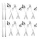 thumbnail image 4 of 20 cubiertos de acero inoxidable con cuchillos, tenedores, cucharas y cuchillos para carne, ideal para el hogar y el restaurante., 4 of 8