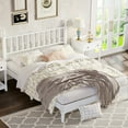 thumbnail image 2 of Gourd Headboard Queen Size Platform Bed - Retro Style, White Wood, , No Box Spring, Slat Supported White,, 2 of 7
