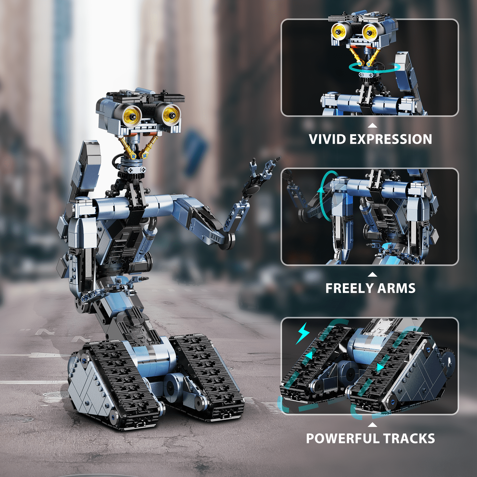 Johnny 5 Robot Building Block Set With Motor, Short Open Circuit Johnny Five Robot Toys Children Gifts