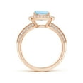 thumbnail image 2 of Angara Natural 1.4 Ct. Aquamarine with Diamond Halo Ring in 14K Rose Gold for Women (Ring Size: 3), 2 of 9
