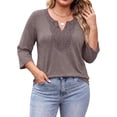 thumbnail image 5 of Fantaslook 3/4 Sleeve Womens Plus Size Tops V Neck Lace Blouses Casual Tunic Shirts, 5 of 9