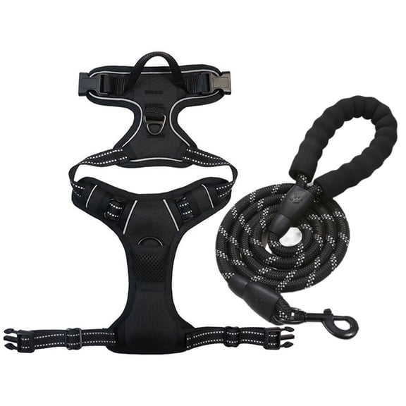 Dog Harness and Leash Set,Eflective and Breathable Pet Harness, Adjustable Comfortable Soft Padded Vest Harness with Heavy Duty Dog Leash