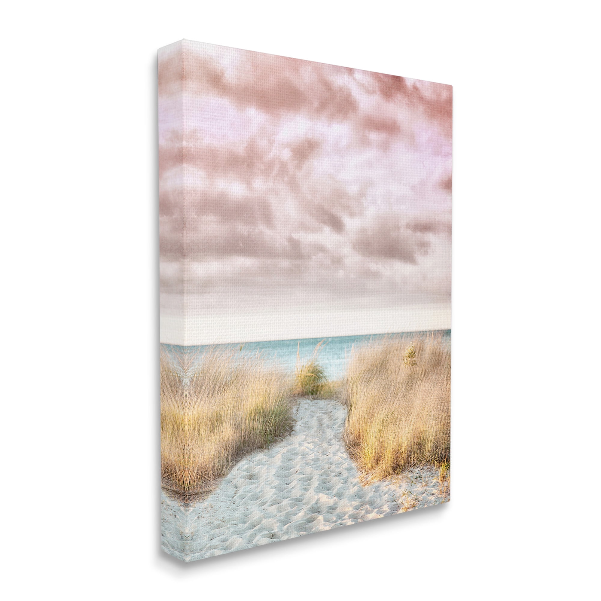 Stupell Industries Beach Path with Pink Sky Landscape Photography Gallery Wrapped Canvas Art Print Wall Art, 24 x 30